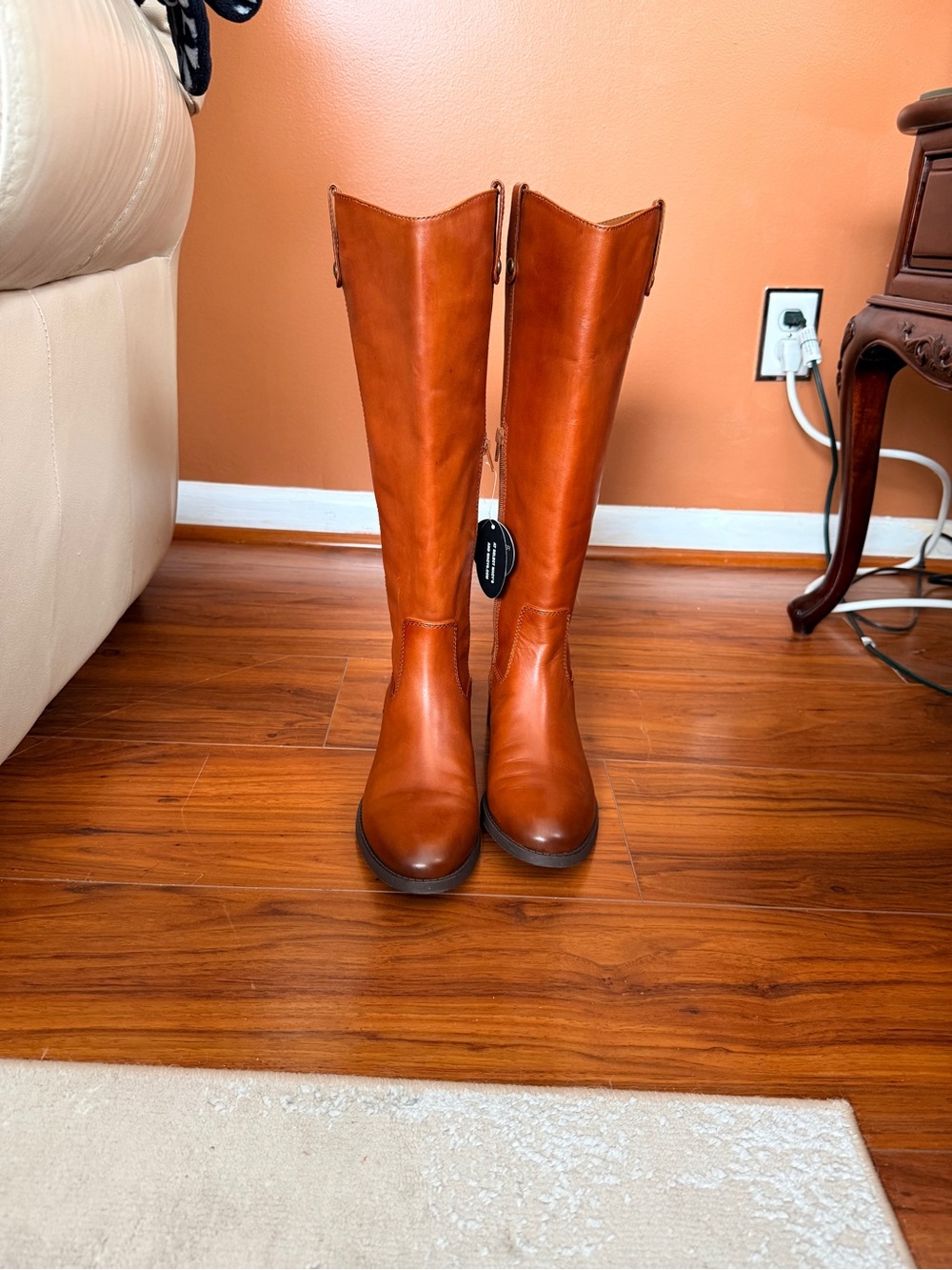INC International Concepts Tall Leather Over-the-Knee Boots - Cognac Brown